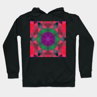 Mosaic Kaleidoscope Flower Purple Green and Pink Hoodie